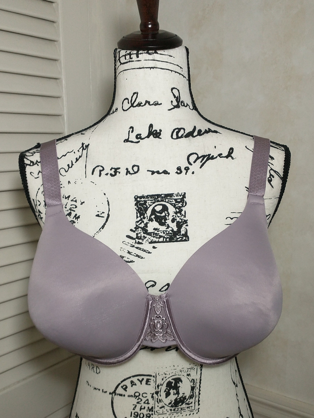 Vanity Fair Padded Purple Underwire Bra, 40 DD, Adjustable Straps